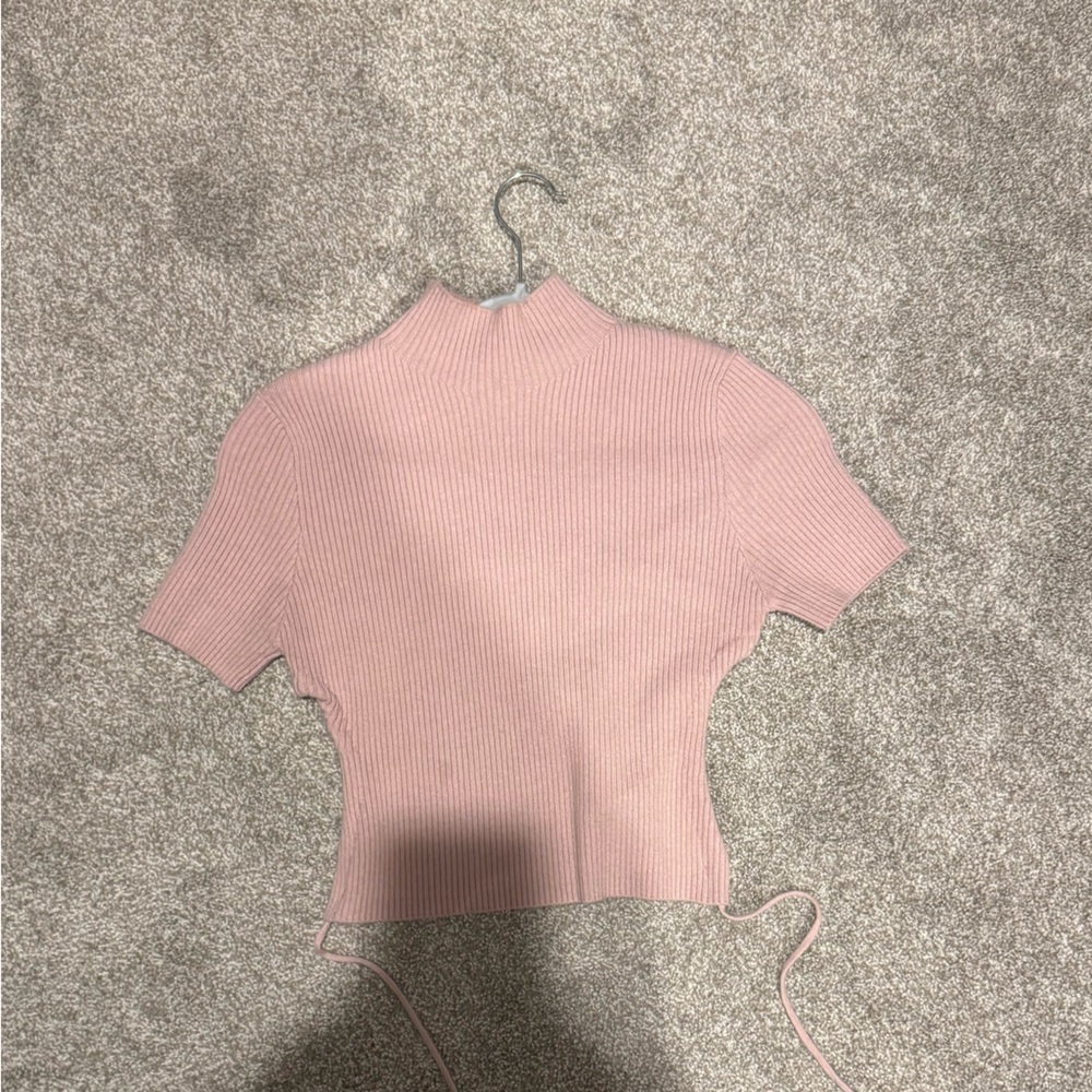 Pink Ribbed Knit Top